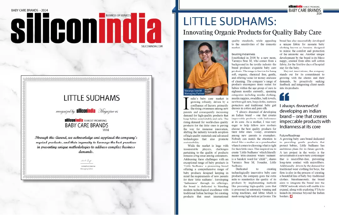 Little Sudhams becomes one of the  “Top 10 Most Promising Baby Care Brands in India” for 2024